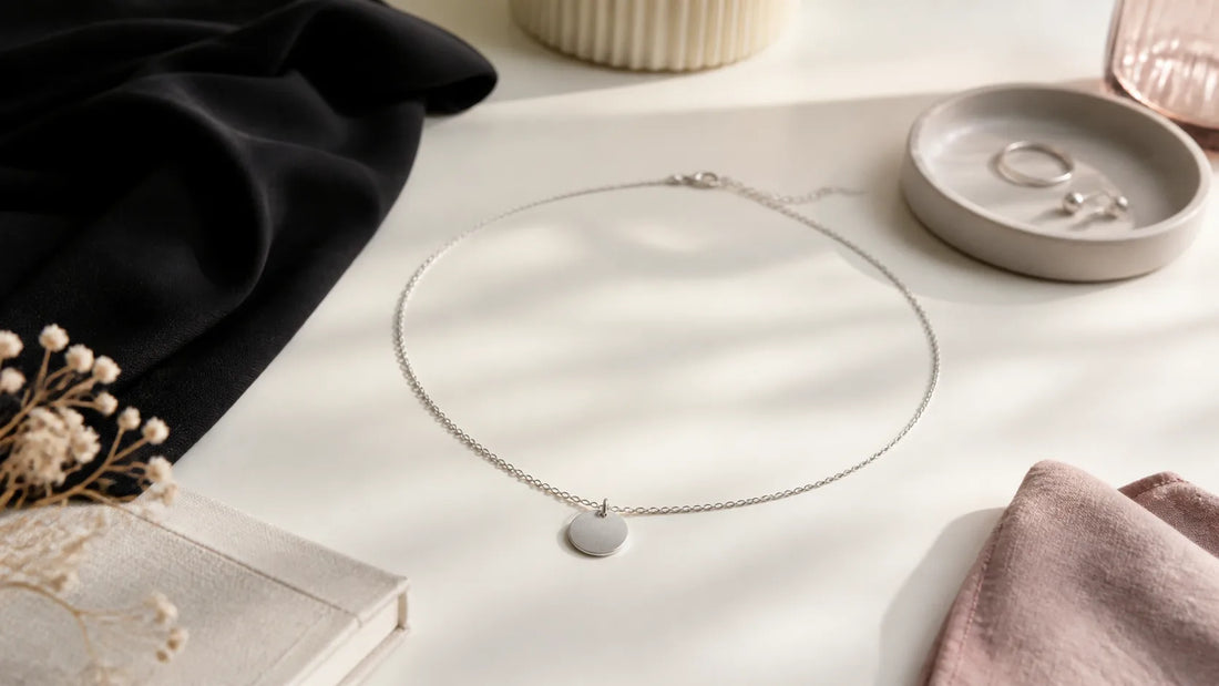 Discreet necklace-style day collar arranged with everyday accessories