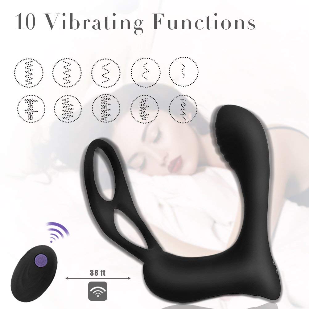 Prostate Massager with Dual Cock Rings