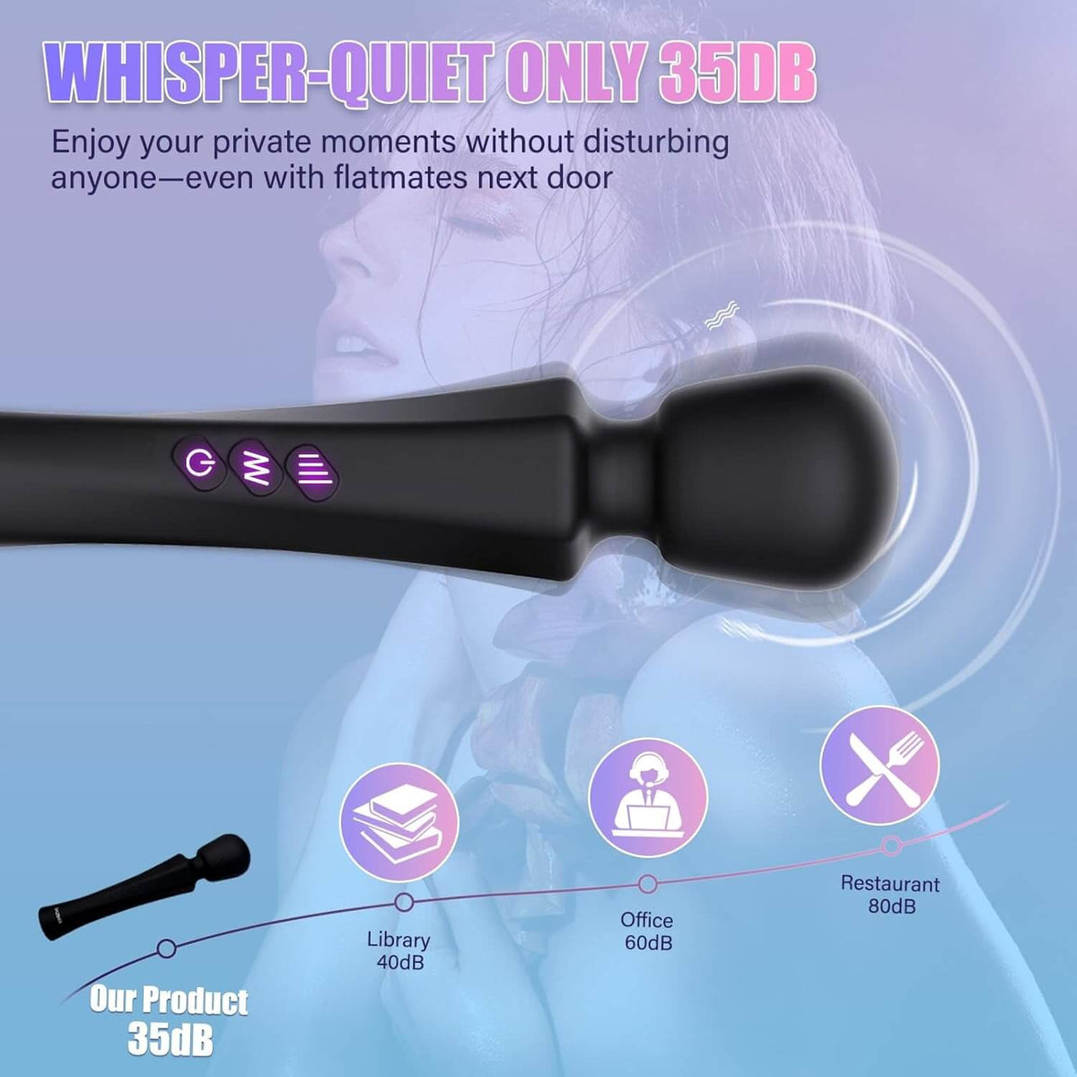Aura Wand Massager - 20 vibration and 8 intensity modes - Daziner 