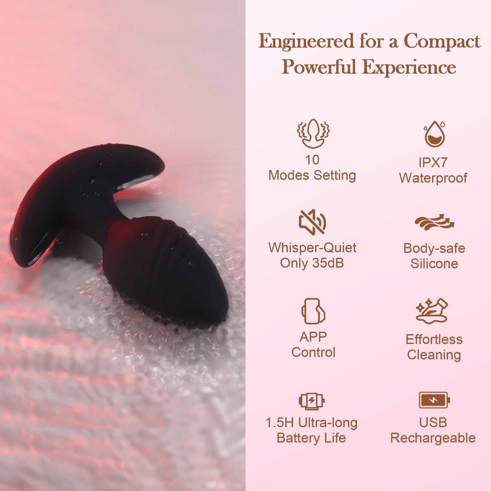 Beginner Butt Plug - App-Controlled 10-Mode Vibrator - Daziner 