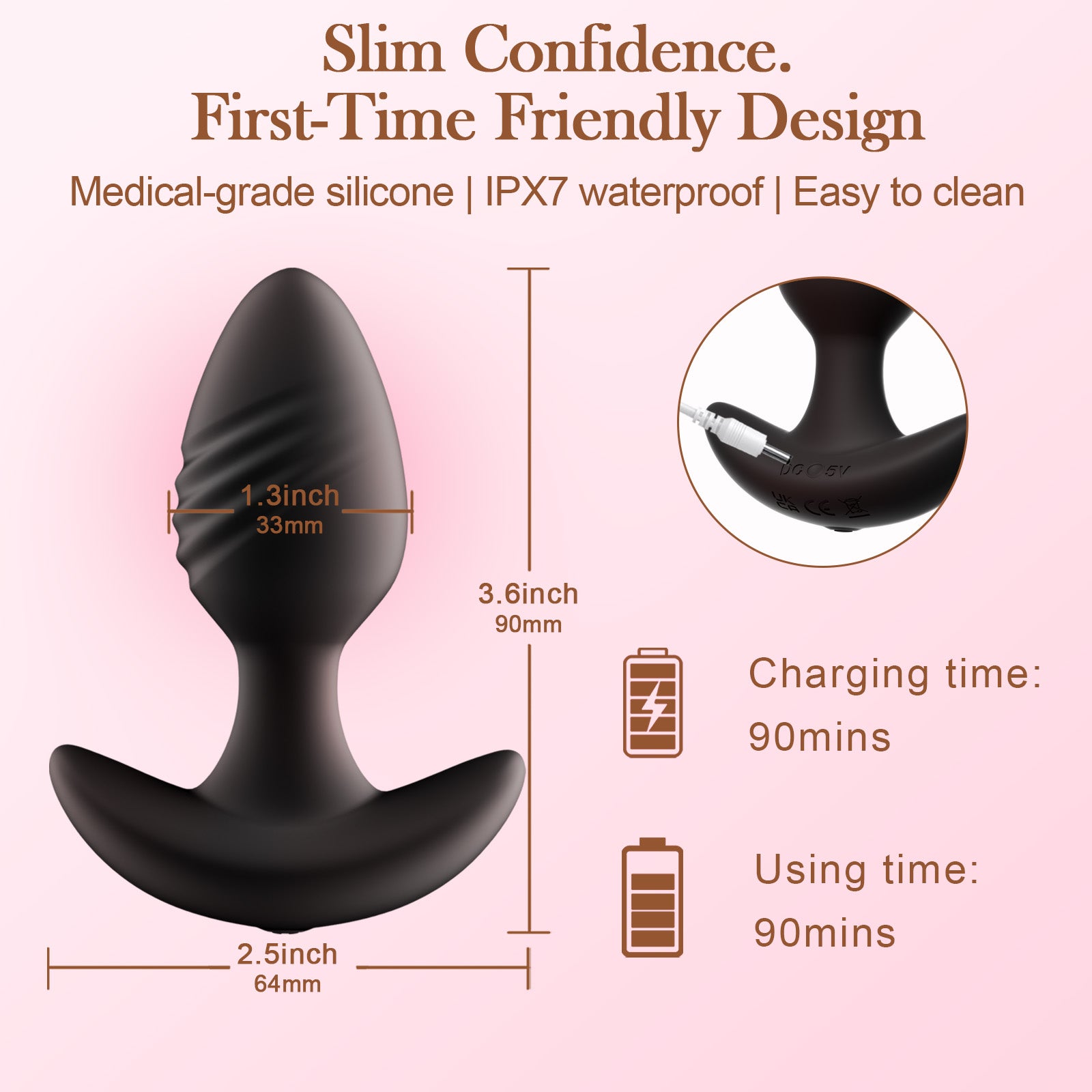 Beginner Butt Plug - App-Controlled 10-Mode Vibrator - Daziner 