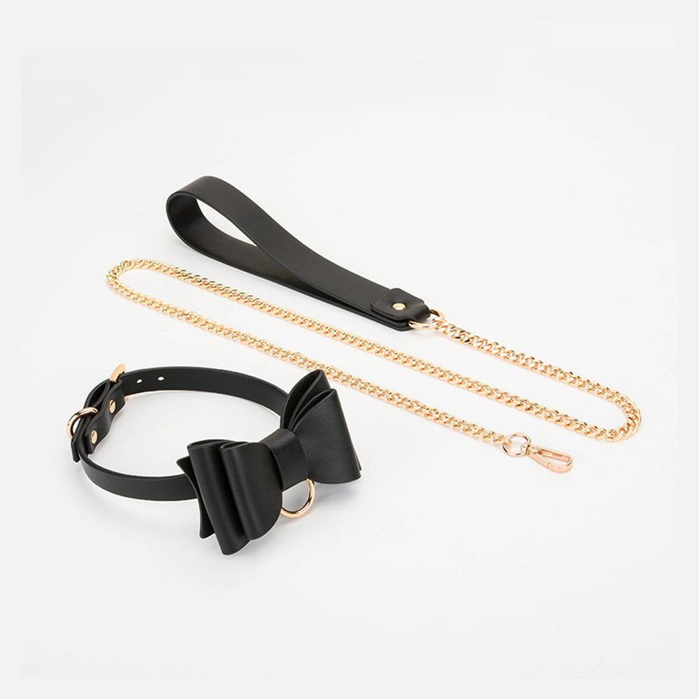 Bow O-Ring BDSM Choker Necklace with Leash - product image 2