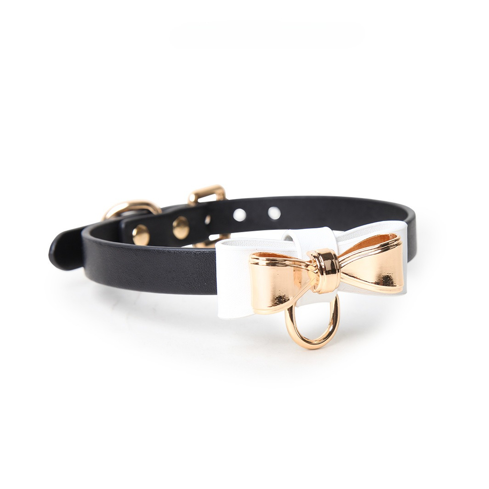 Bow O-Ring Cute BDSM Collar with Leash - product image 1