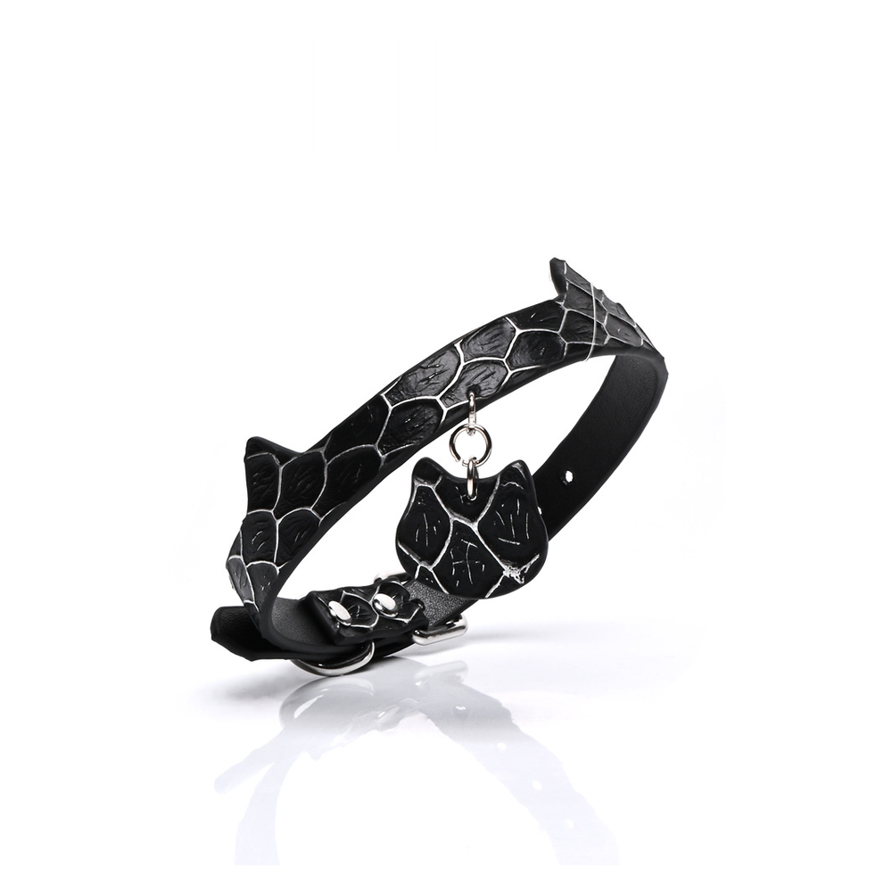 Engravable Snake-Pattern Engraved BDSM Collar with Leash - product image 2