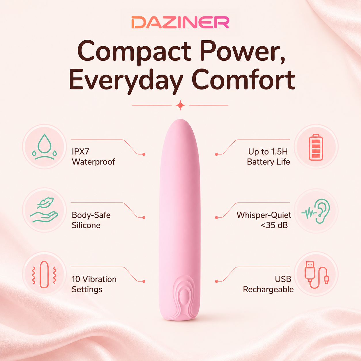 Lila Bullet Vibrator – Whisper Quiet & Long-Lasting Pleasure - Daziner 