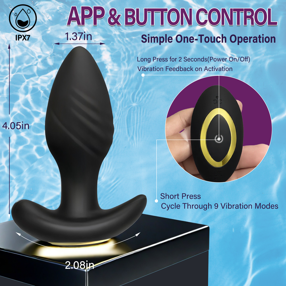 Nox Anal Butt Plug - App Control 9 Rotating & Vibration Modes - Daziner 