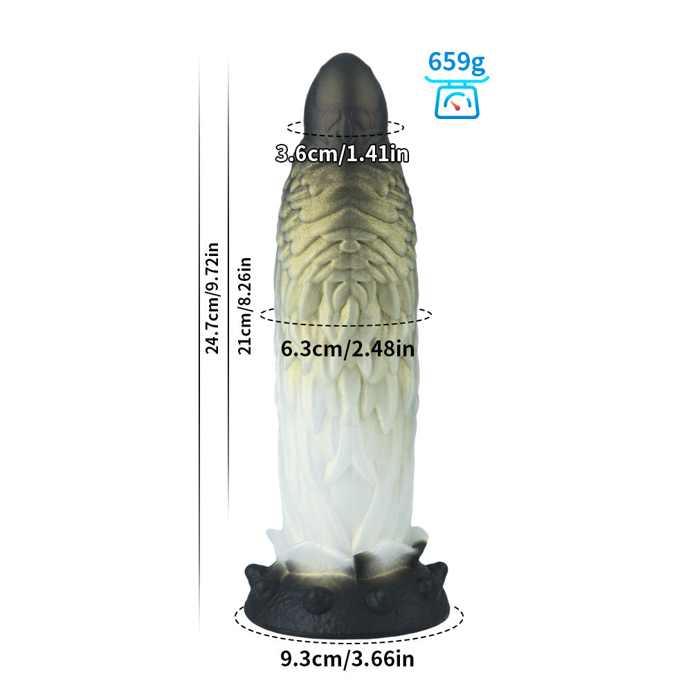 Phoenix Inferno Dildo-9 Inch Black Gold Monster Dildo - Fantasy Dildo - Animal Dildo