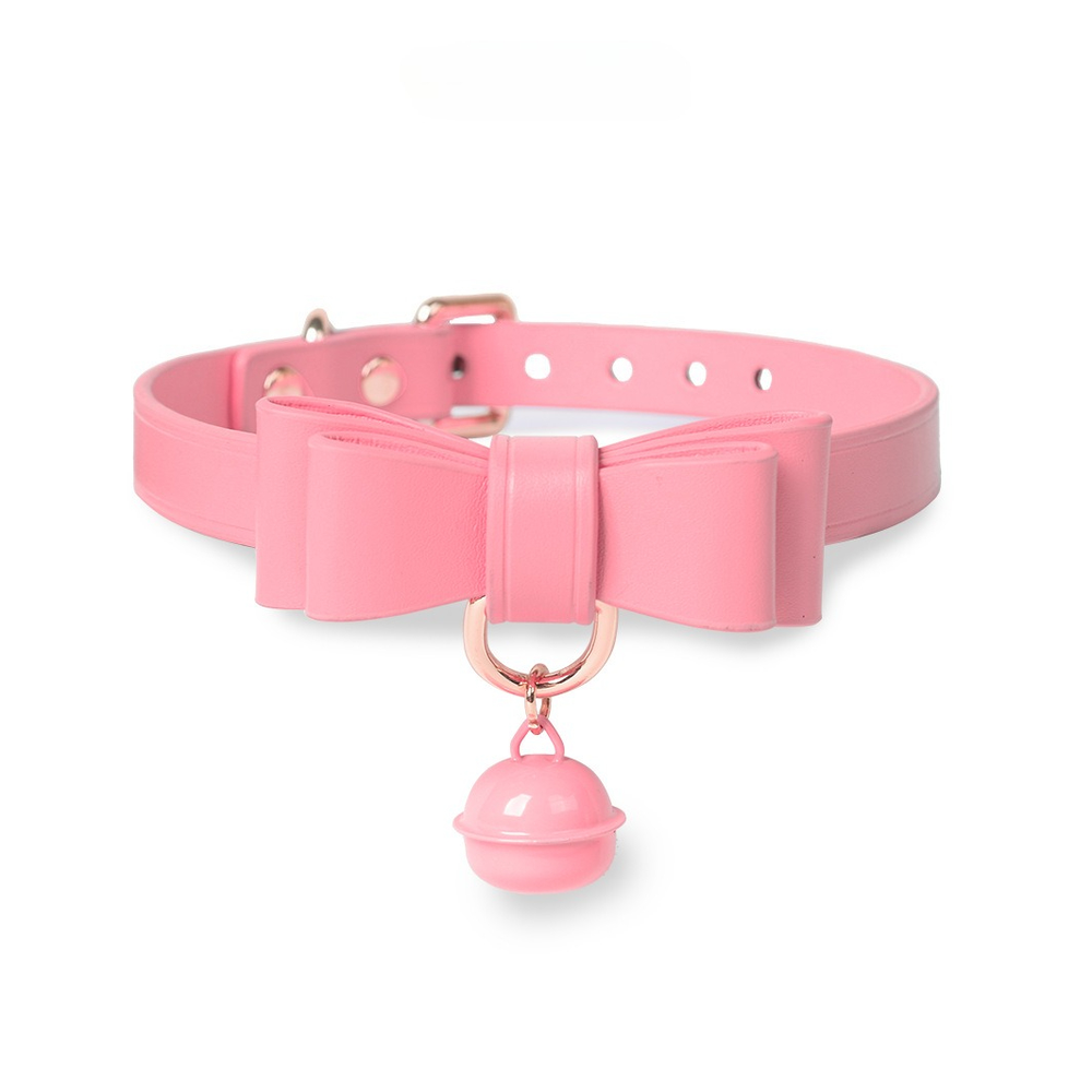 Ribbon Bow Bell Cute BDSM Collar with Leash - product image 1