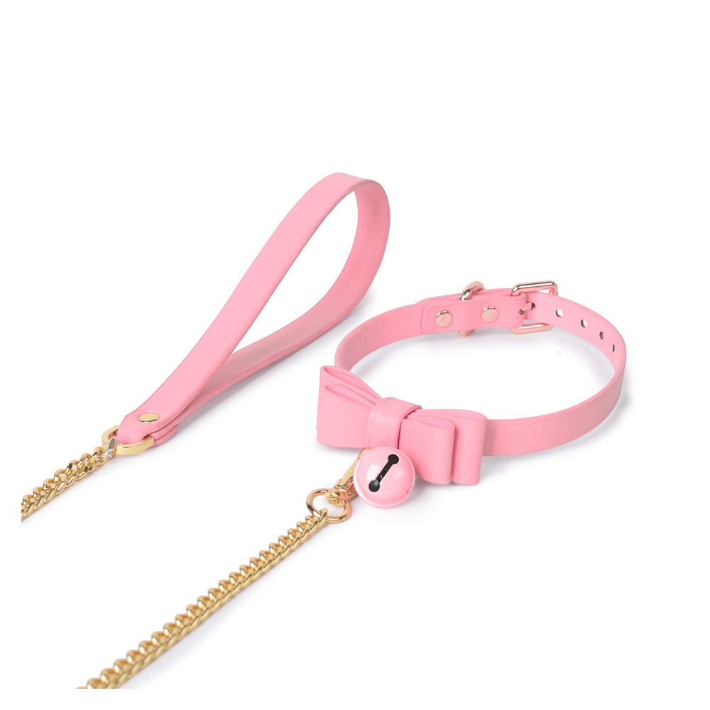 Ribbon Bow Bell Cute BDSM Collar with Leash - product image 2