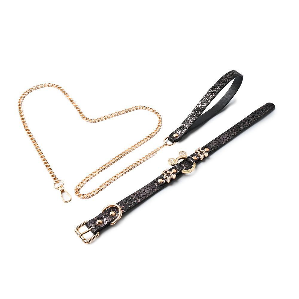 Snake-Print Bondage Choker with Leash - product image 2