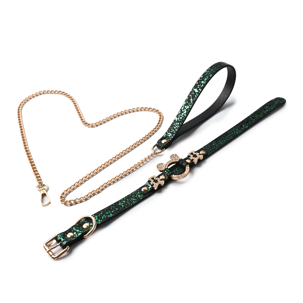 Snake-Print Bondage Choker with Leash - product image 5