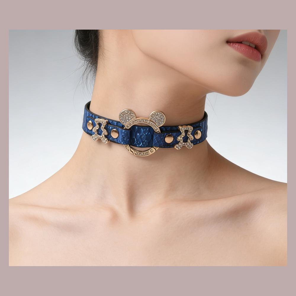 Snake-Print Bondage Choker with Leash - product image 8