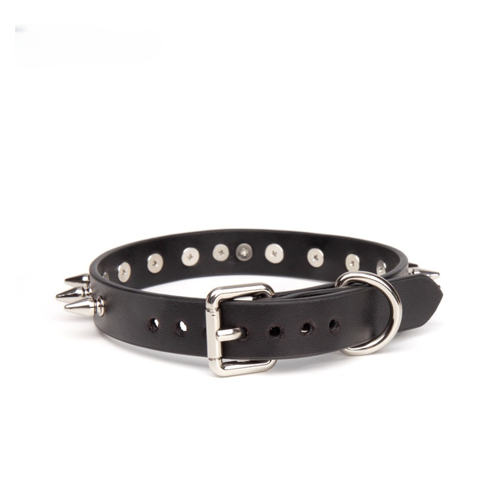 Spiked O-Ring Spiked Bondage Collar with Leash - product image 5