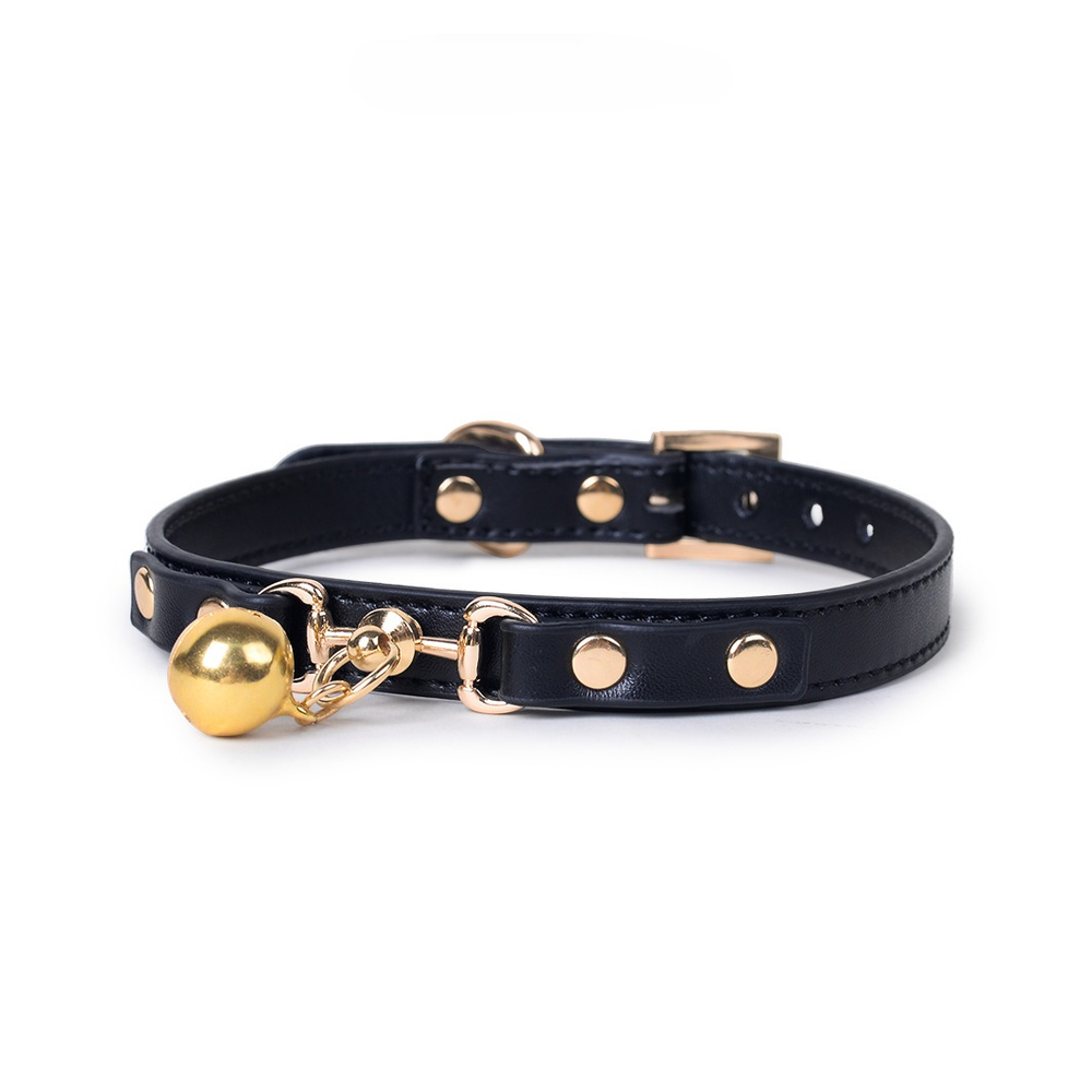 Studded Bell Studded Bondage Collar with Leash - product image 1