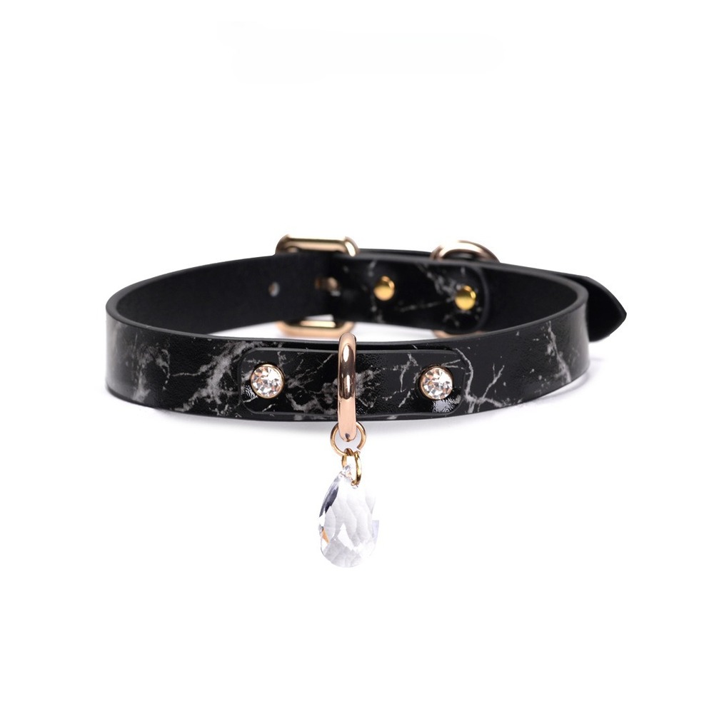 Teardrop Pendant BDSM Necklace Collar with Leash - product image 9
