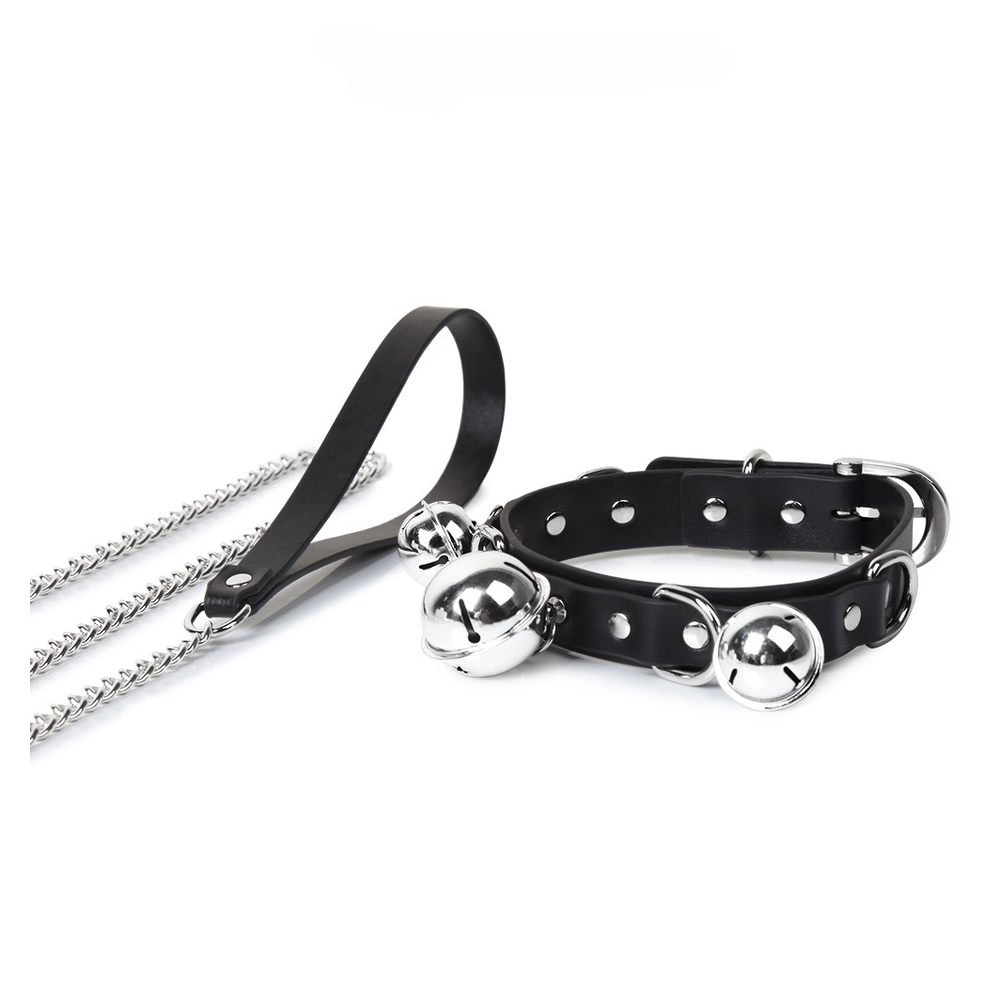 Triple-Bell Slave Collar with Bells & Leash - product image 2