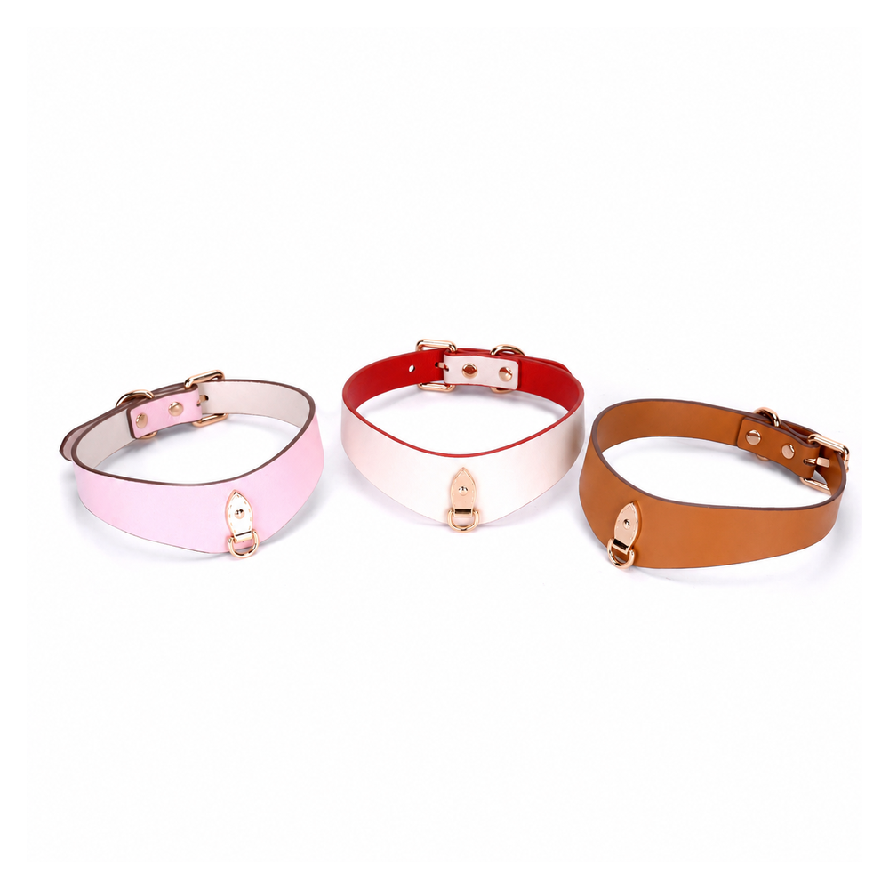 Wide Heart-Ring Leather Submissive Collar with Leash - product image 2