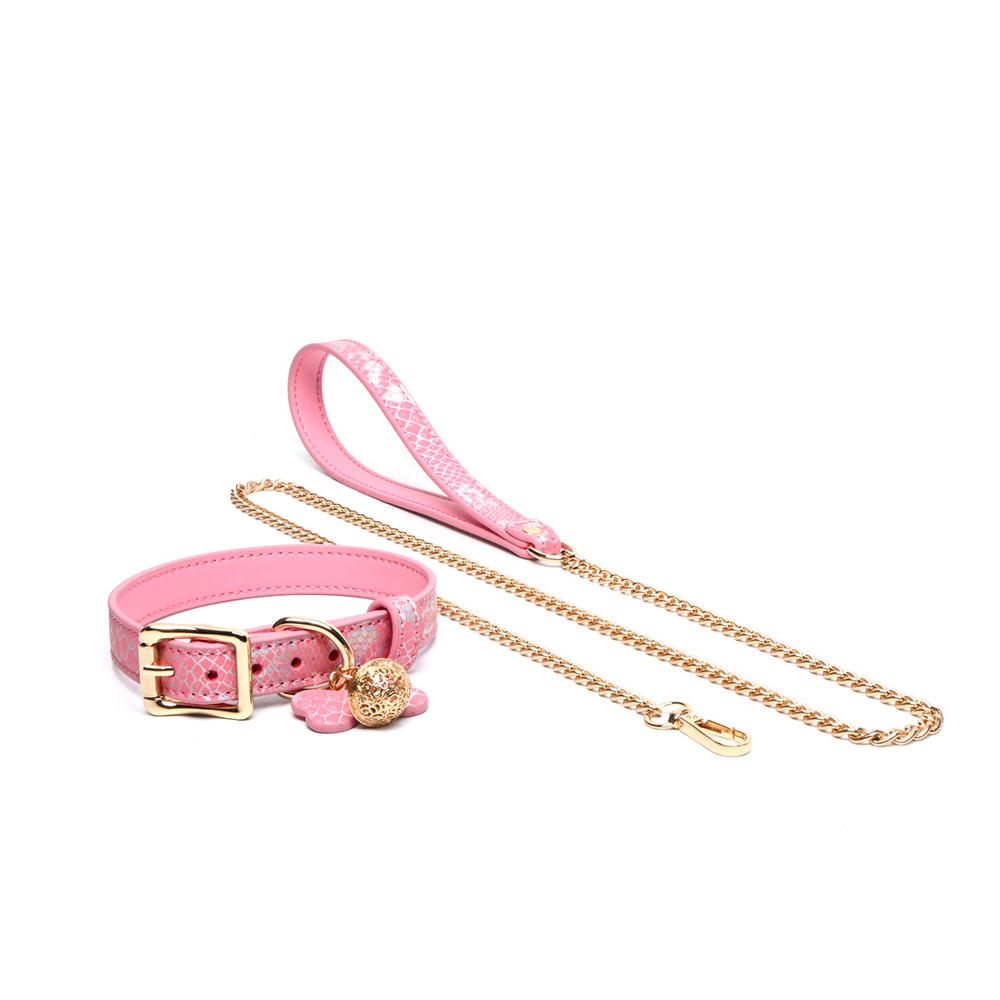 Heart-Buckle Bell BDSM Collar with Bell & Leash - product image 2