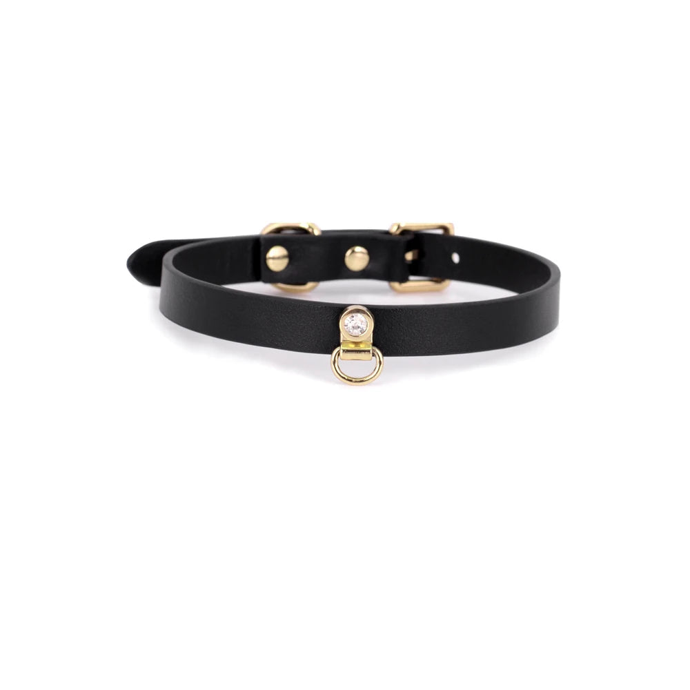 Minimal Choker Leather BDSM Choker with Leash - product image 2