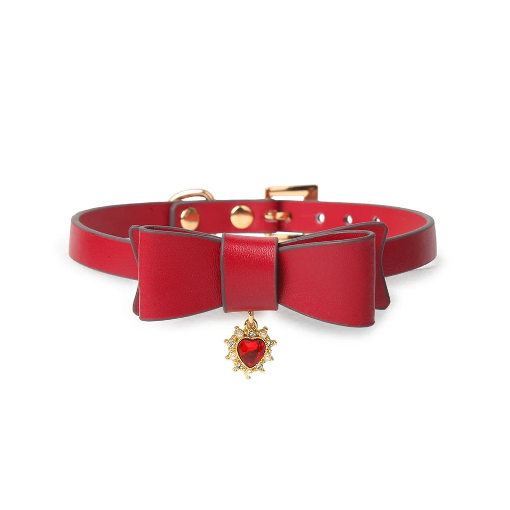 Bow Heart Pendant Submissive Necklace Collar with Leash - product image 2