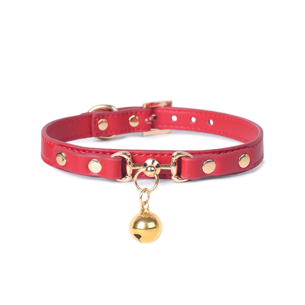 Studded Bell Studded Bondage Collar with Leash - product image 4