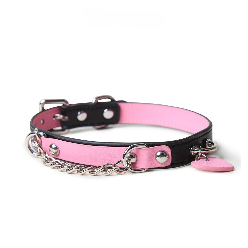 Heart-Tag Chain BDSM Heart Collar with Leash - product image 2