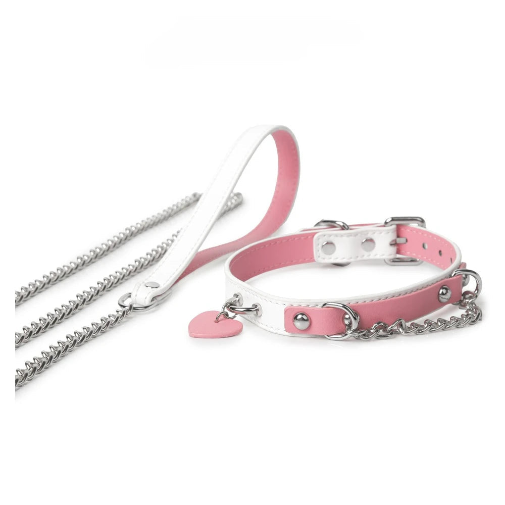 Engravable Heart Tag Personalized Slave Collar with Leash - product image 5