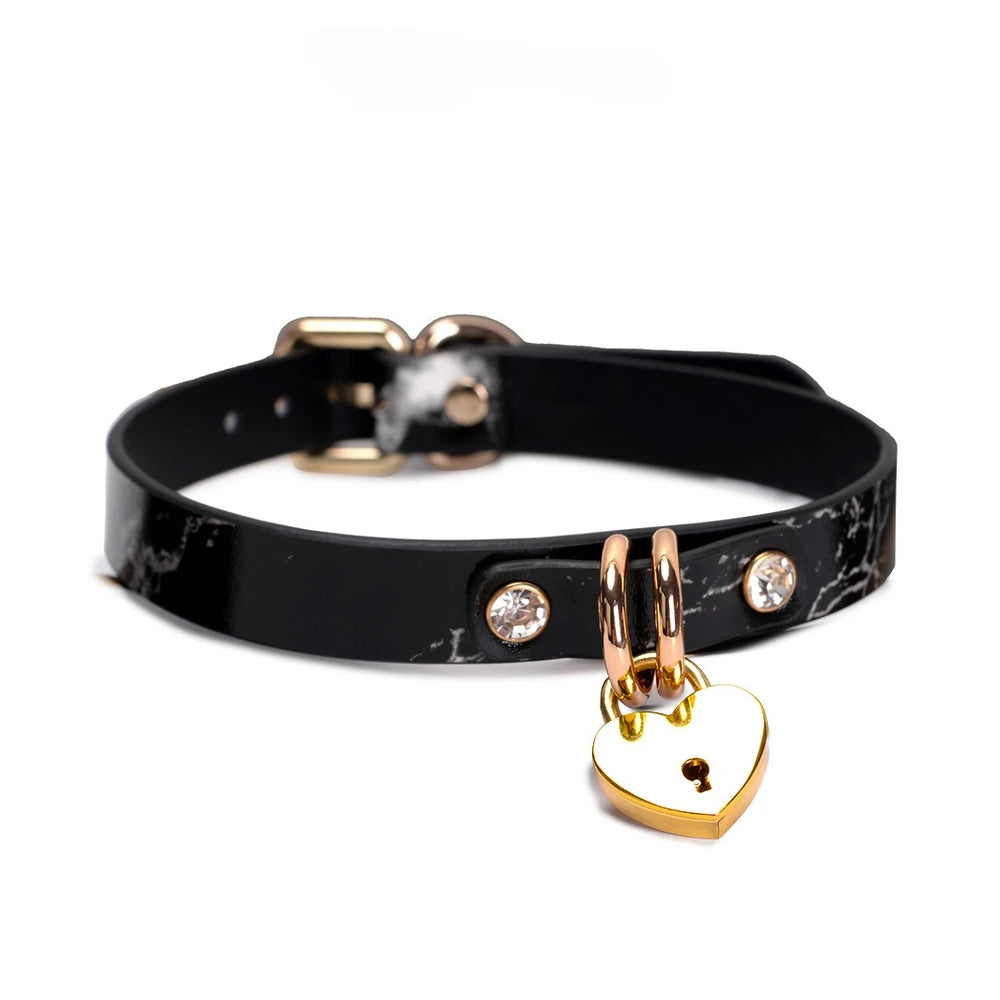 Wide O-Ring Leather Bondage Collar with Leash - product image 5
