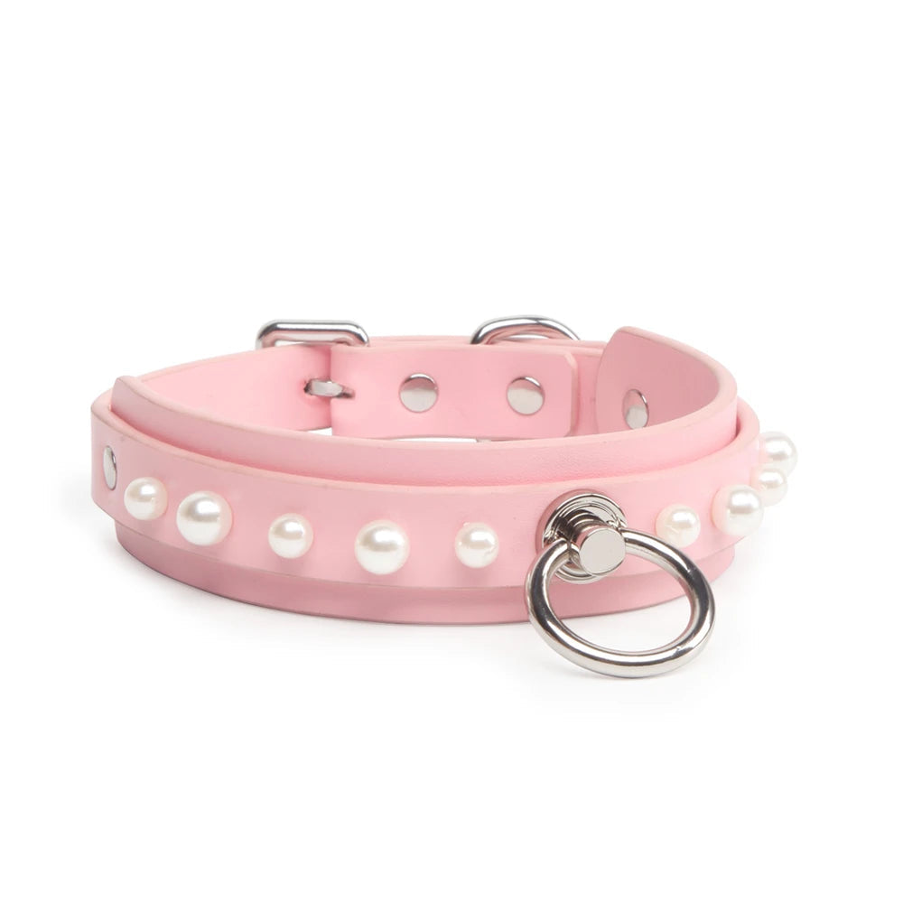 Studded O-Ring BDSM Spiked Collar with Leash - product image 7