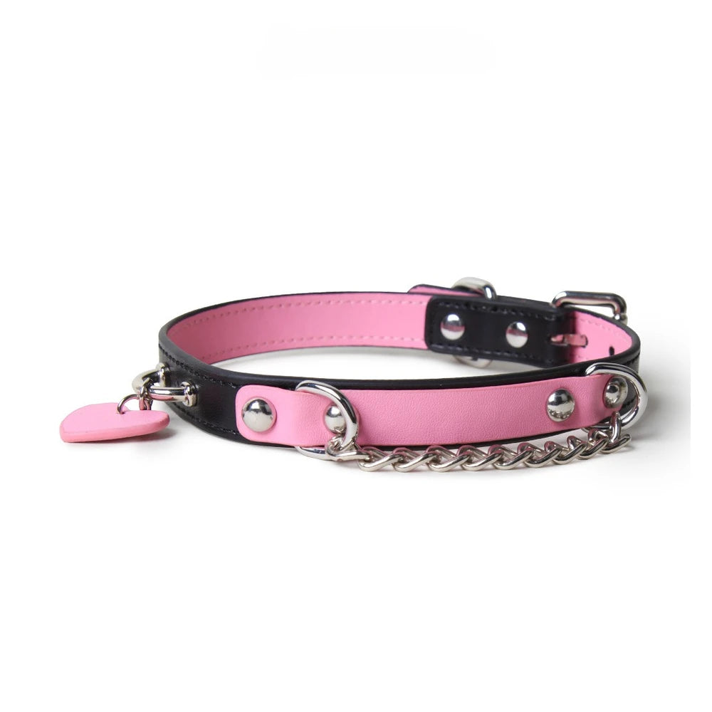 Heart-Tag Chain BDSM Heart Collar with Leash - product image 4