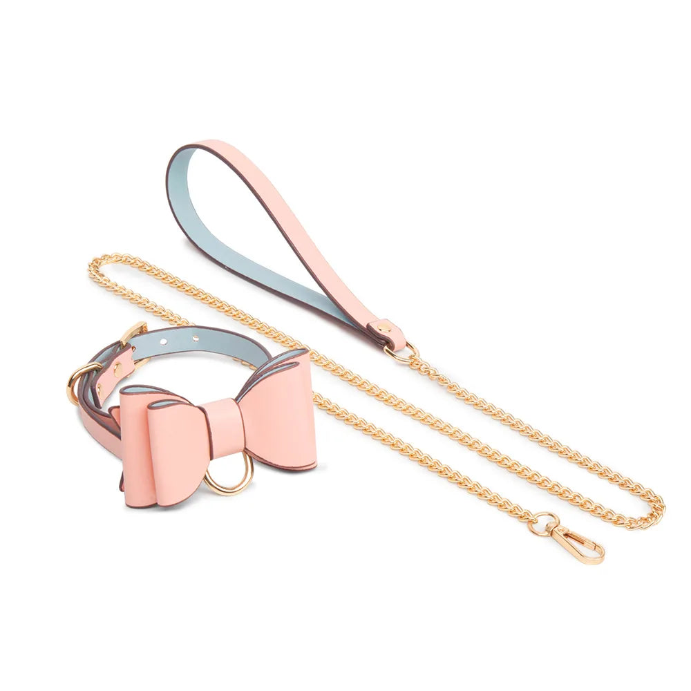 Bow O-Ring BDSM Choker Necklace with Leash - product image 1