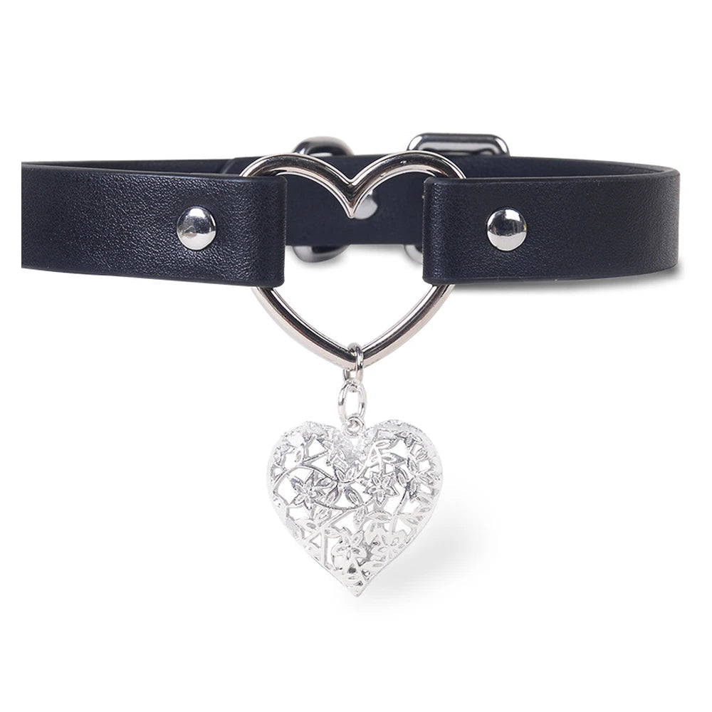 Crystal-Style Heart Ring Bondage Necklace Collar with Leash - product image 6