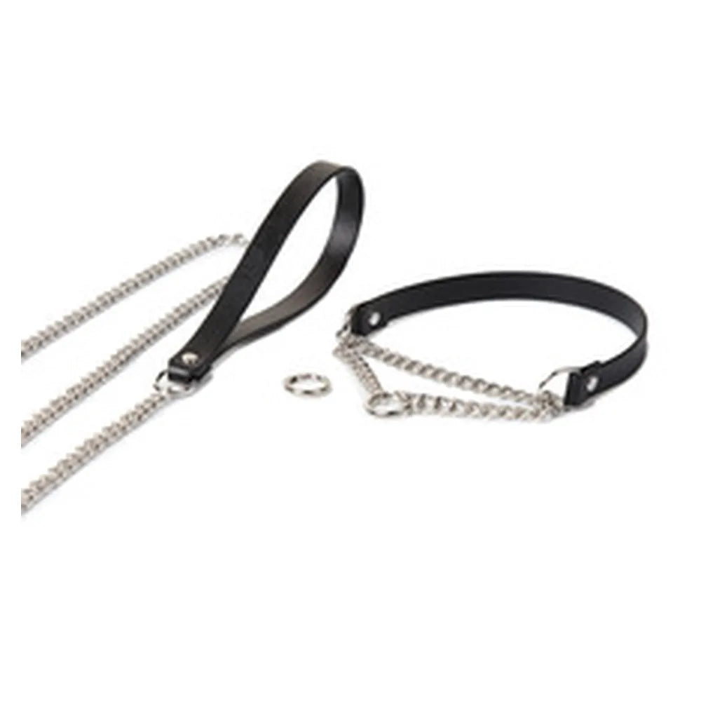 Chain-Leash O-Ring BDSM Collar and Chain Set - product image 1