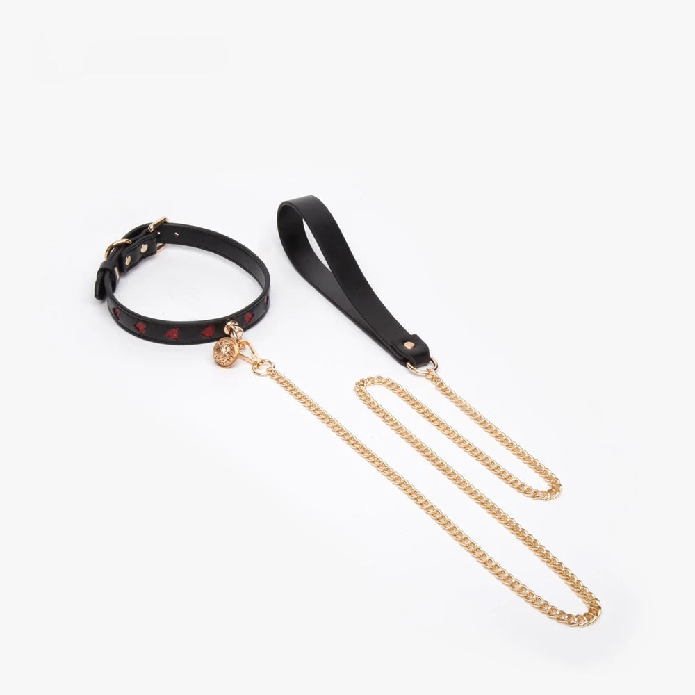 Heart-Print Charm BDSM Heart Collar with Leash - product image 5