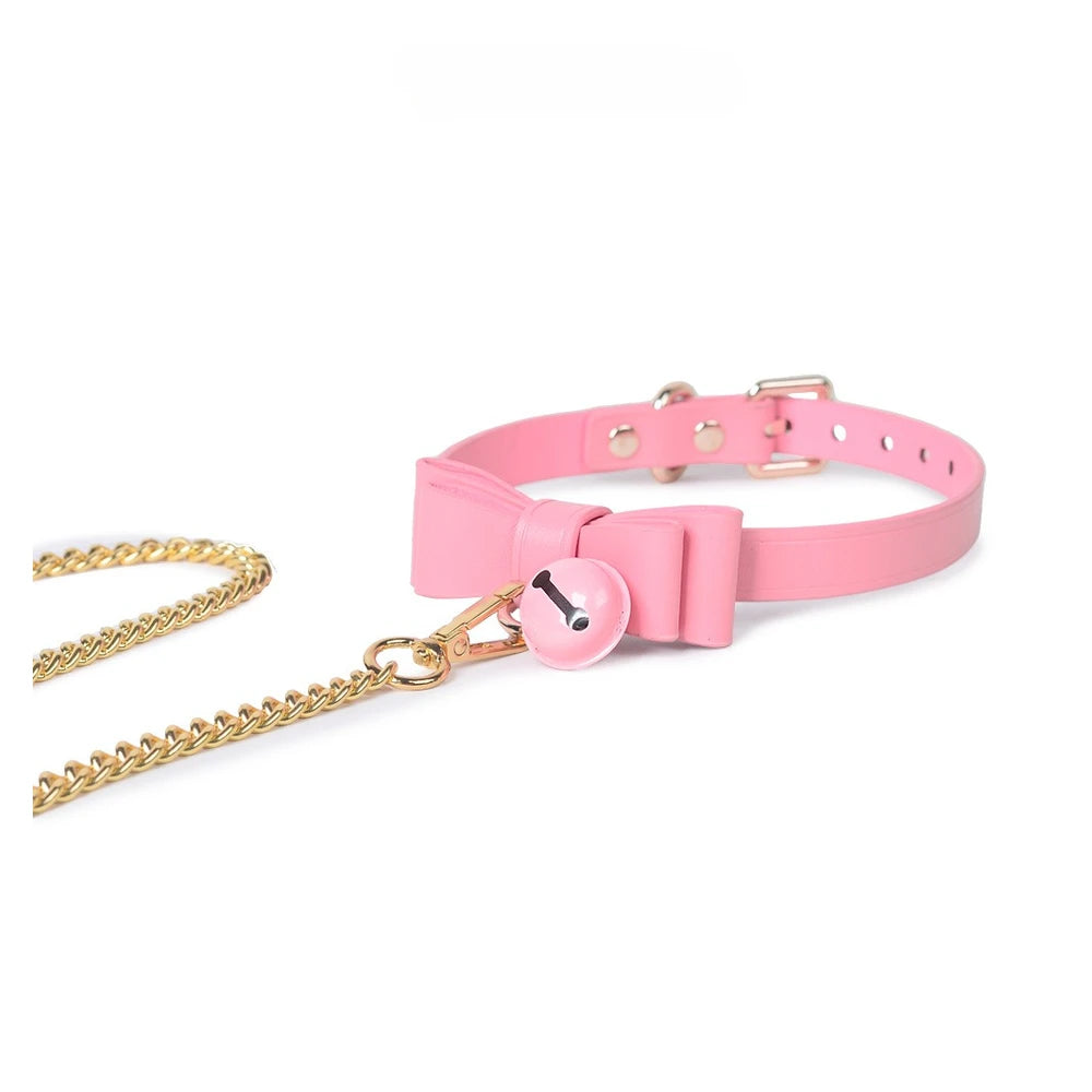 Ribbon Bow Bell Cute BDSM Collar with Leash - product image 6