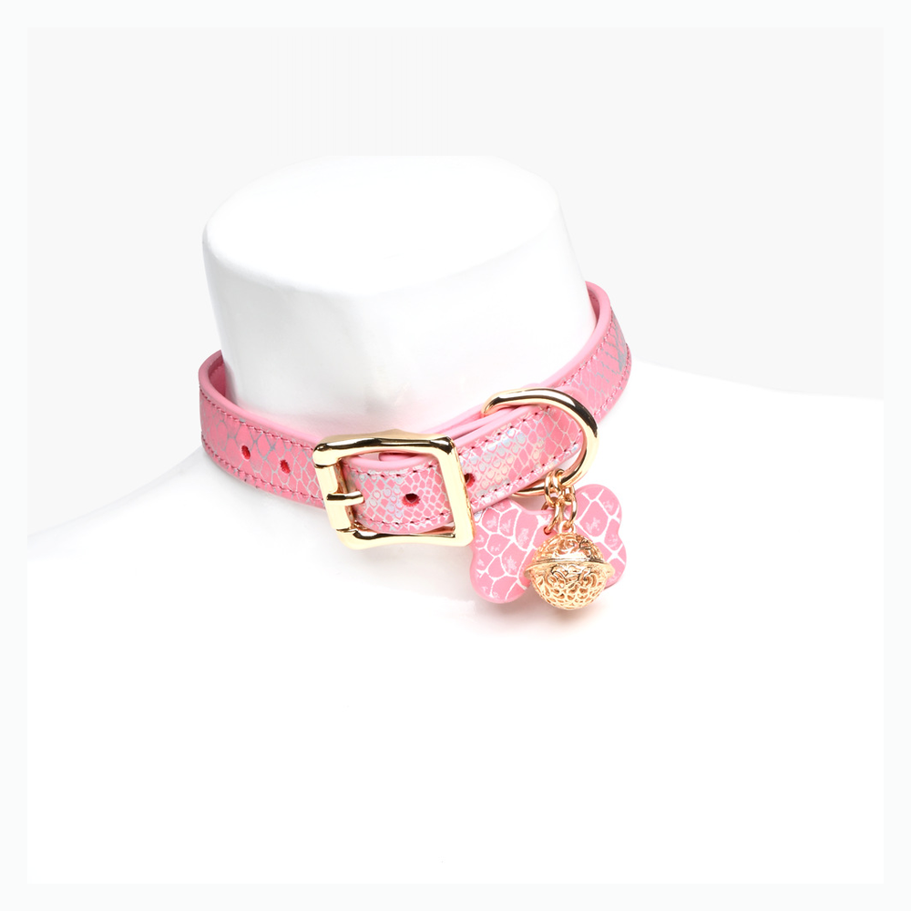 Heart-Buckle Bell BDSM Collar with Bell & Leash - product image 1