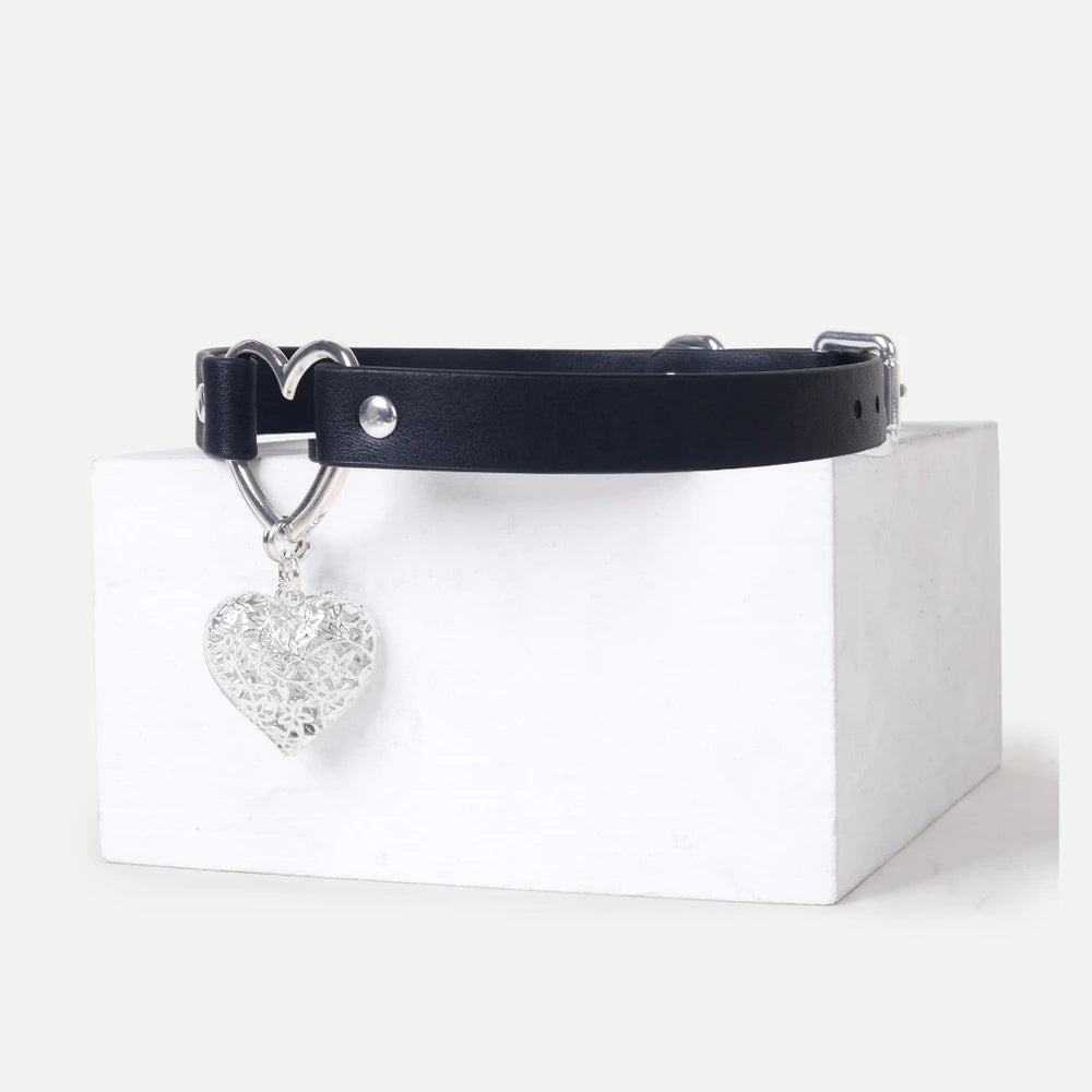 Crystal-Style Heart Ring Bondage Necklace Collar with Leash - product image 5