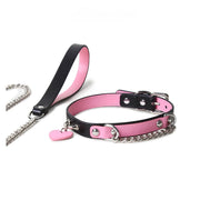 Heart-Tag Chain BDSM Heart Collar with Leash - product image 1