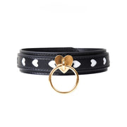 Heart-Inlay O-Ring BDSM Heart Collar with Leash - product image 1
