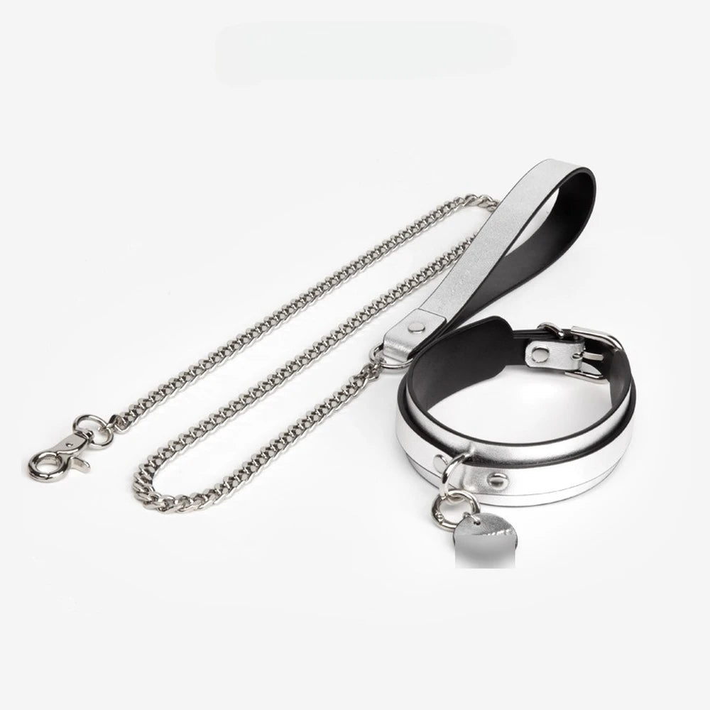 Engravable Heart Plate Personalized BDSM Collar with Leash - product image 7