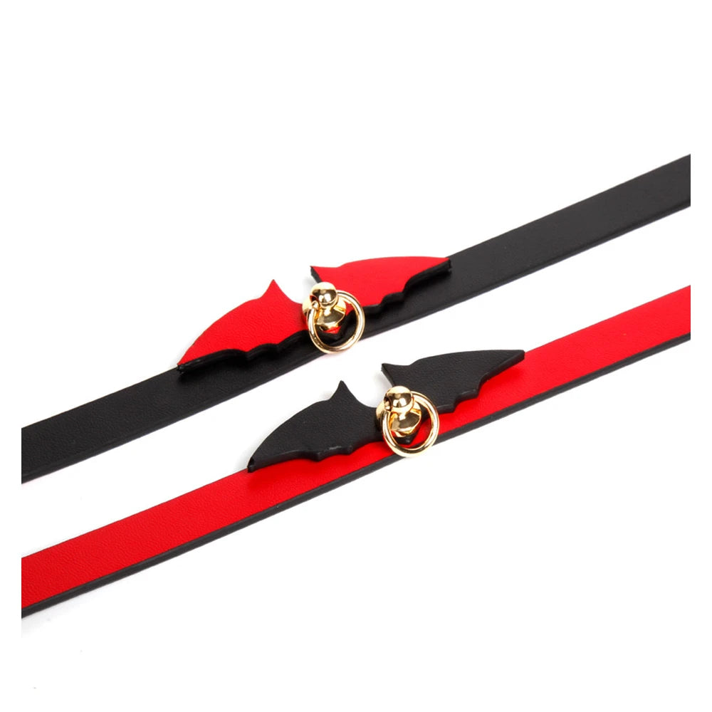 Bat Charm Leather BDSM Choker with Leash - product image 7