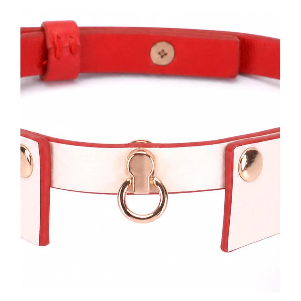 Letter-Detail Leather Bondage Collar with Leash - product image 3