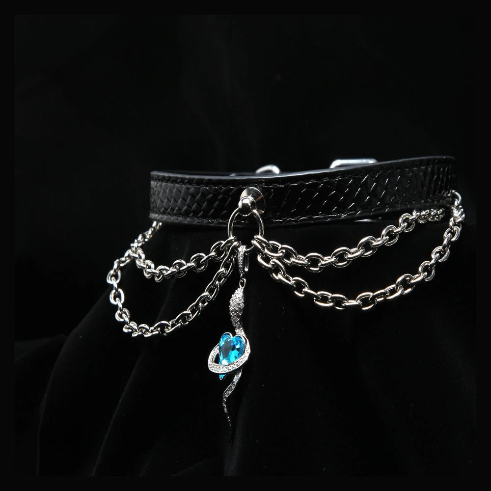 Snake-Chain Pendant BDSM Necklace Collar with Leash - product image 1