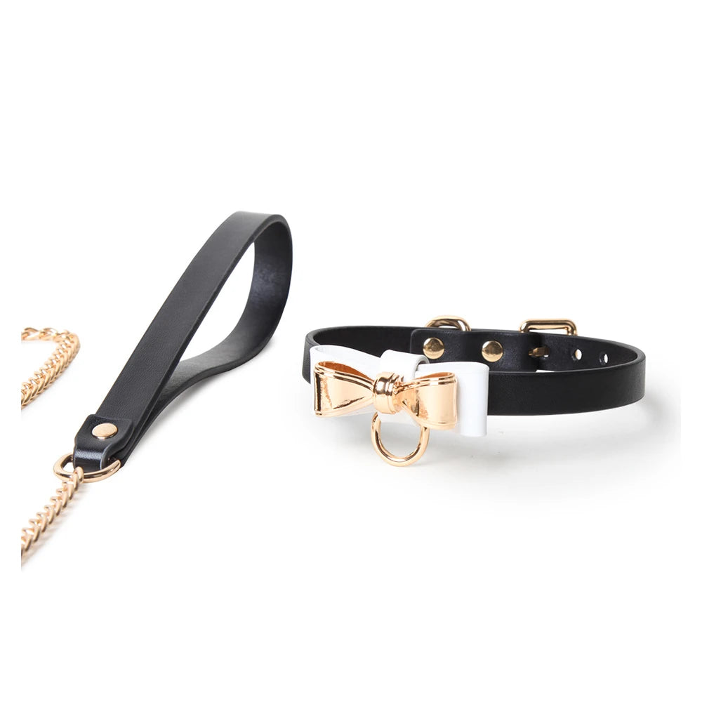 Bow O-Ring Cute BDSM Collar with Leash - product image 2