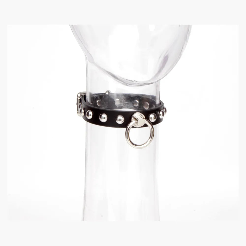 Studded Chain O-Ring Studded Bondage Collar with Leash - product image 4