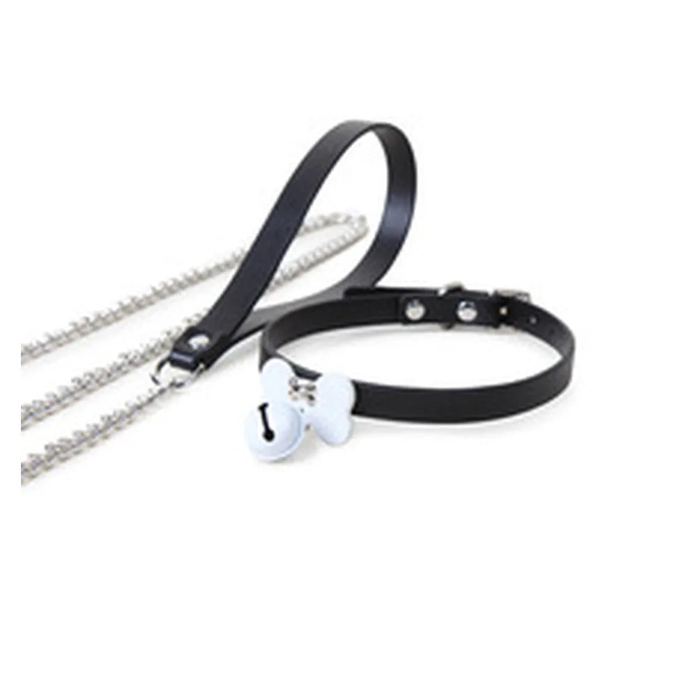 Bone-Tag Bell Pet Play Collar with Leash - product image 1