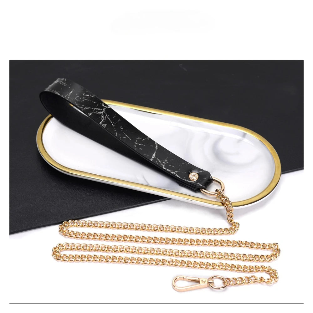 Wide O-Ring Leather Bondage Collar with Leash - product image 3