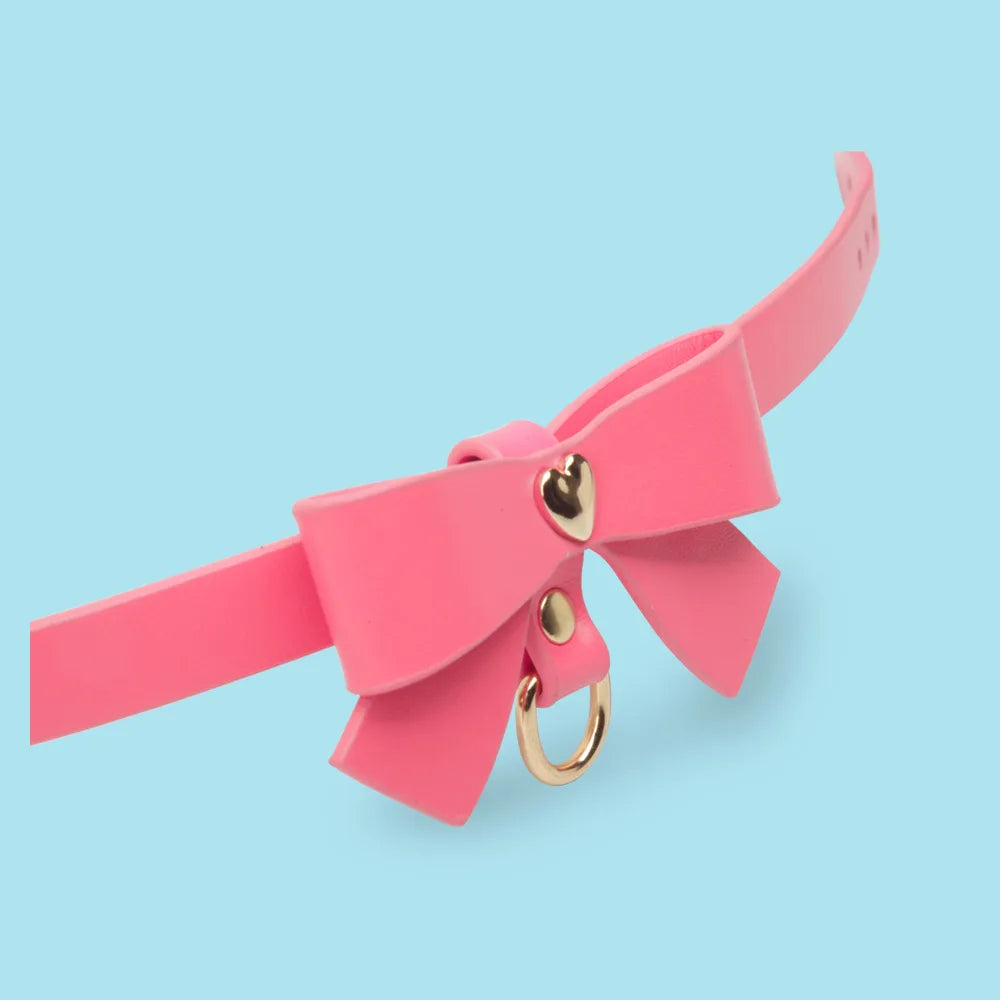 Heart-Bow O-Ring BDSM Heart Collar with Leash - product image 3