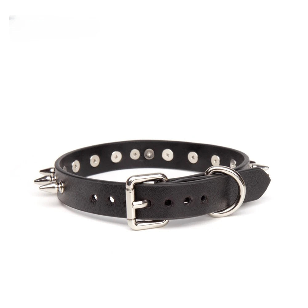 Spiked O-Ring Spiked Bondage Collar with Leash - product image 5