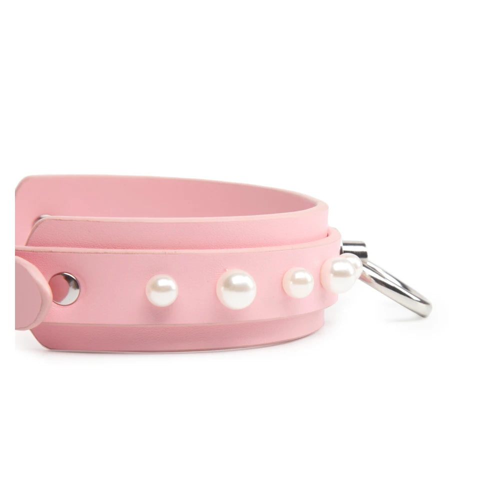 Studded O-Ring BDSM Spiked Collar with Leash - product image 5